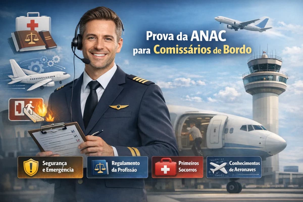 Representação visual da preparação para a prova da ANAC