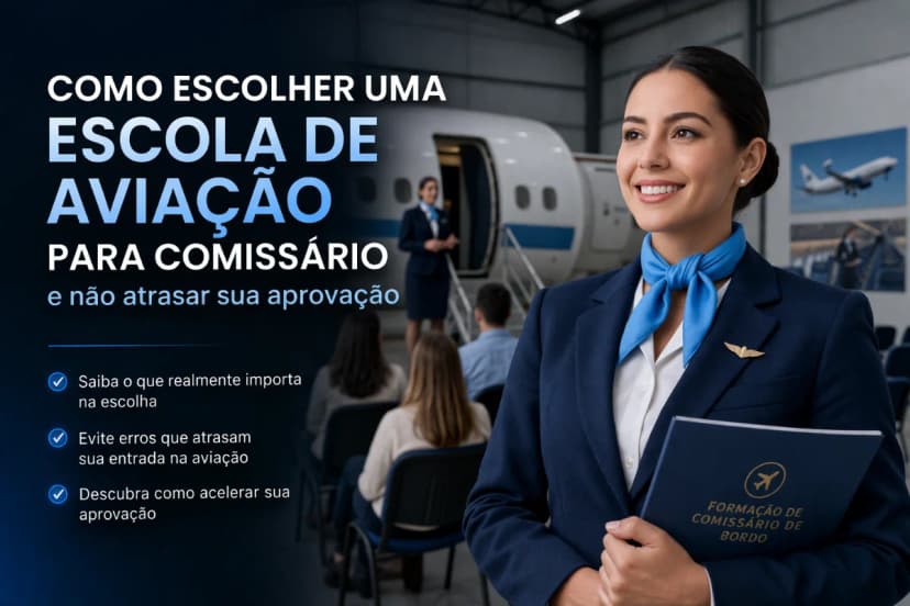 Como escolher uma escola de aviação para comissário e não atrasar sua aprovação