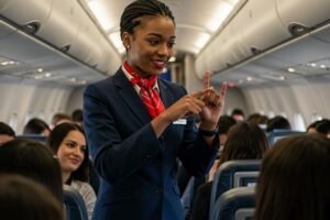 Comissário de Bordo conversando em Libras - cursos complementares